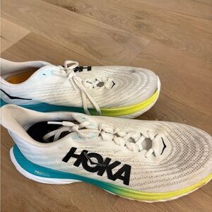Men’s Hoka ProFly for White and Teal Running Shoes